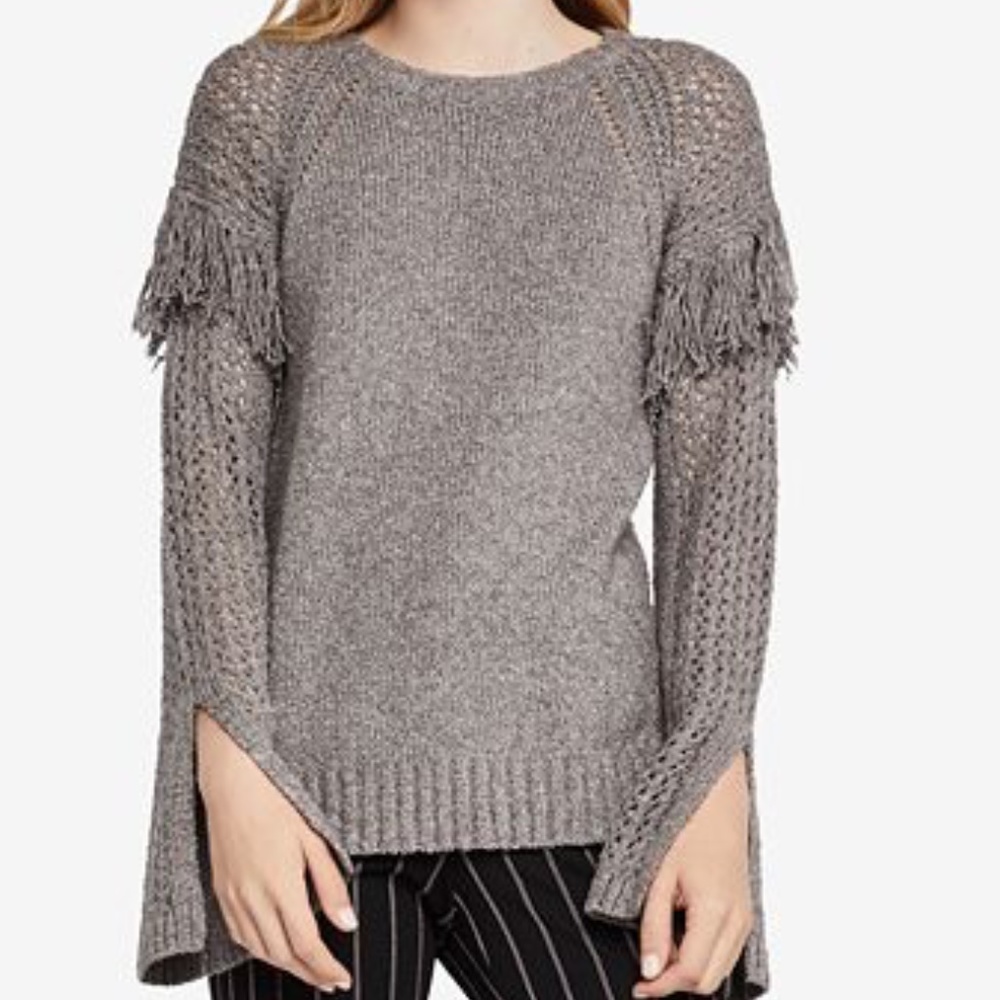 BCBGeneration Cotton Fringe-Trim Sweater